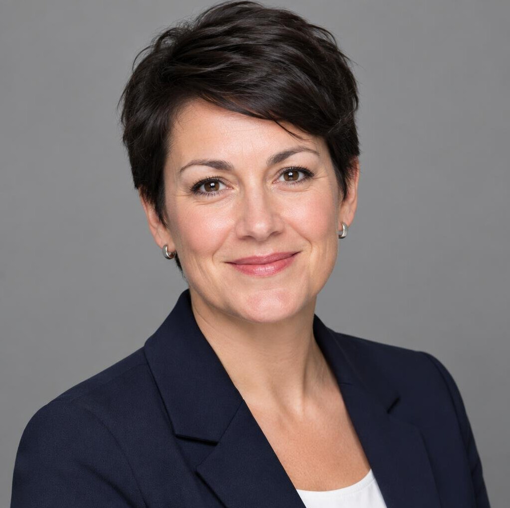 Studio portrait of a woman news producer smiling